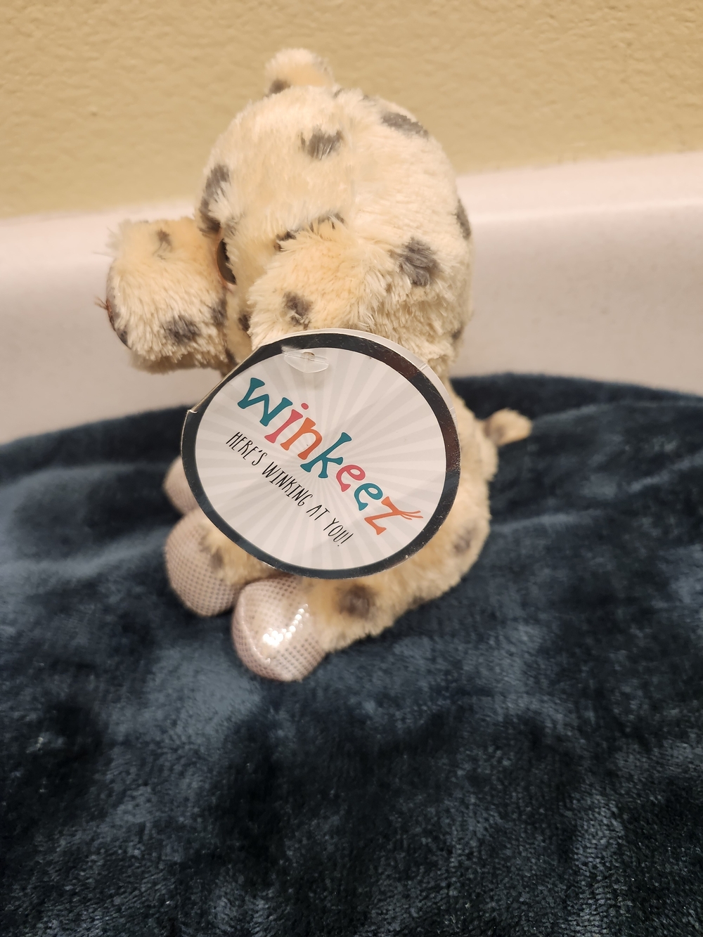 Wink Cream Plush Puppy with Brown Spots